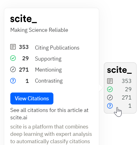 An example of Scite.ai badge seen alongside an article